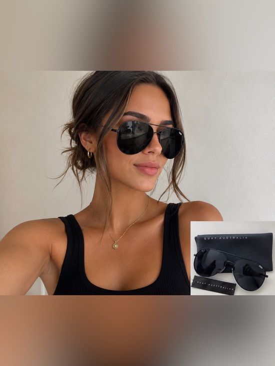Quay Australia Accessories - Quay Australia Black Aviator Sunglasses with Dark Lenses